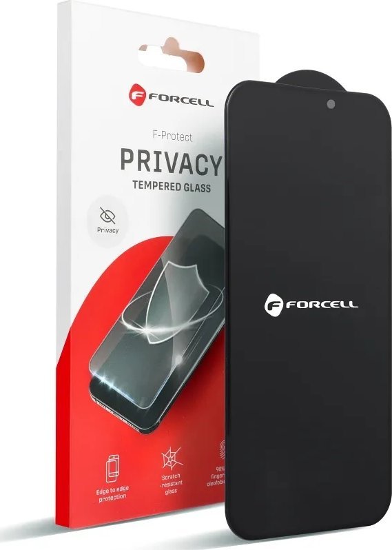 Mbrojtës ekrani Forcell Tempered Glass Privacy, për iPhone 15 Pro, i zi
