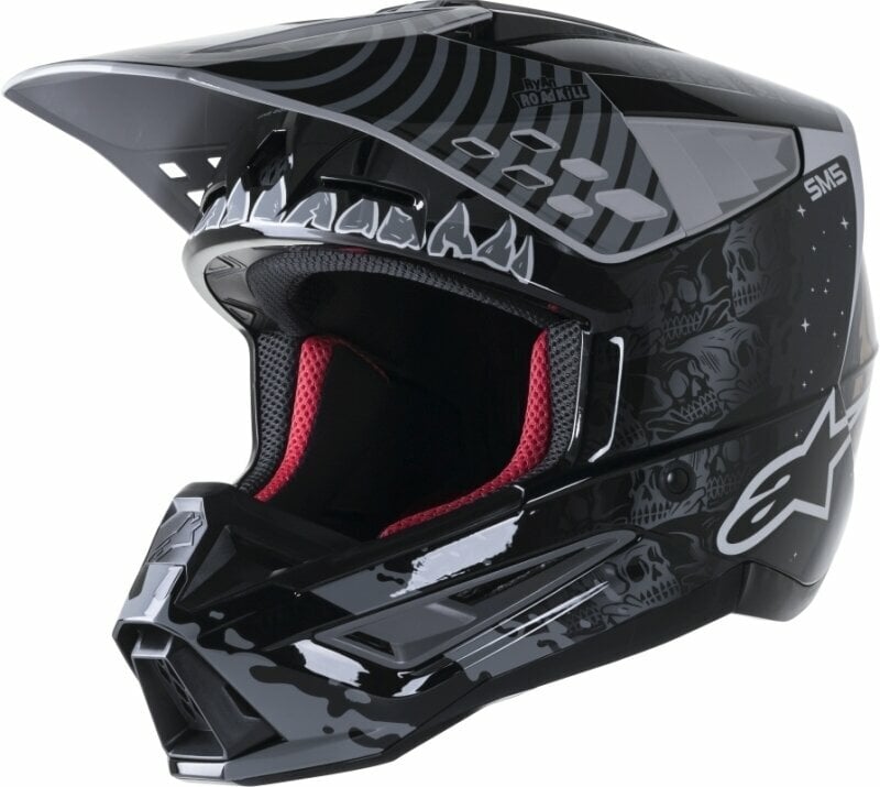 Helmetë motokrosi Alpinestars S-M5 Solar Flare, XL, certifikuar DOT ECE 22.06, zi gri ari me shkëlqim
