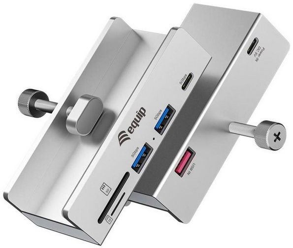 USB hub Equip 5 porta, USB-C në 2x USB-C 2x USB 3.2 5Gbps, argjendtë
