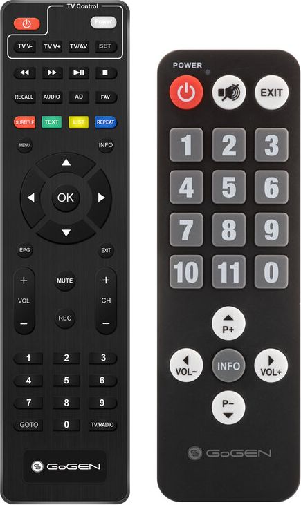 Tuner TV GoGEN DVB 143 T2 Senior, DVB T2, funksion regjistrimi, i zi