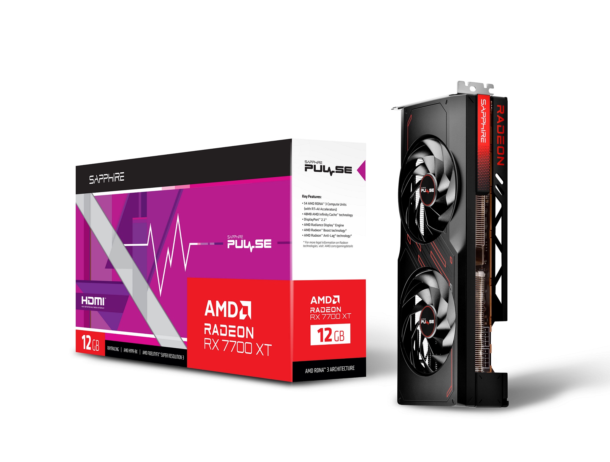 Kartelë grafike Sapphire PULSE AMD Radeon™ RX 7700 XT, 12GB GDDR6