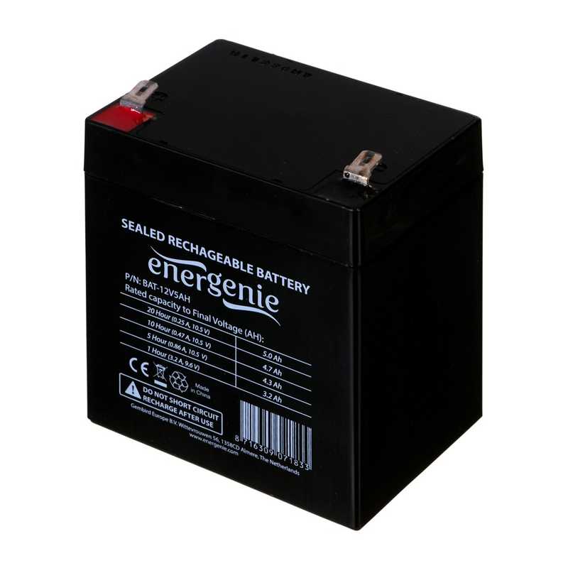 Bateri Gembird BAT-12V5AH, 12V, 5Ah, e zezë