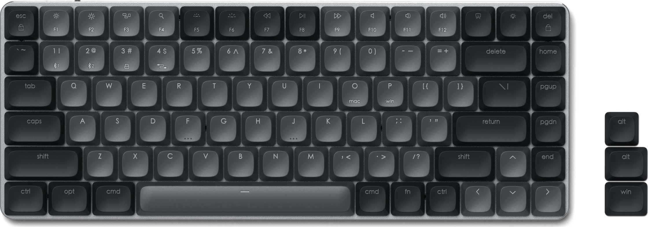 Tastierë mekanike Satechi SM1 Slim Compact, Bluetooth, ndriçim i bardhë, gri e errët