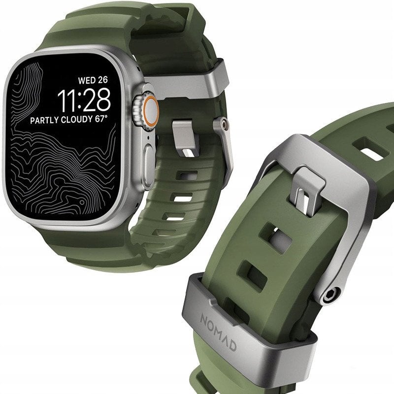 Rrip ore Apple Rocky Point Band, 46mm 49mm, fluoroelastomer, jeshile Forest