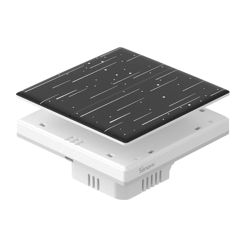 Panel dekorativ Sonoff TX Ultimate T5 C2, për çelës muri 2 kanale, motiv yllëzor, i zi