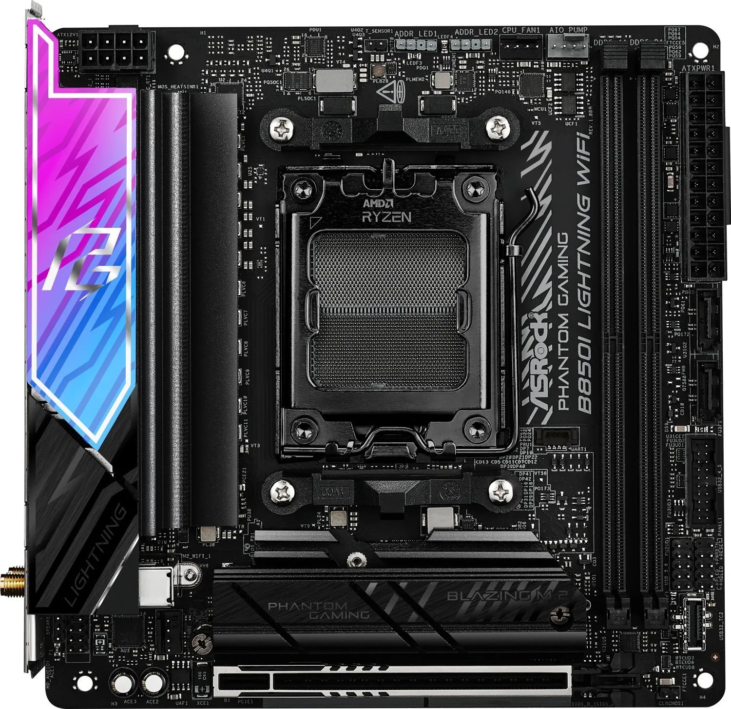 Motherboard Asrock Phantom Gaming B850I Lightning WiFi, AMD AM5, DDR5, Mini ITX