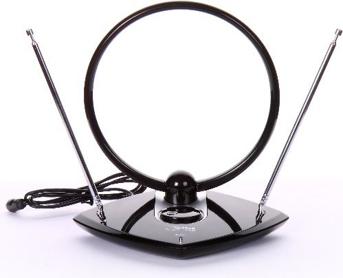 Antena e brendshme TV Star T-415A, VHF UHF FM, me përforcim, e zezë