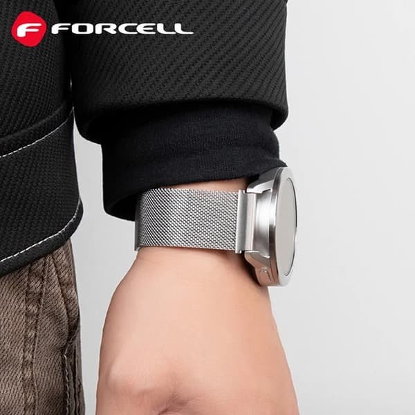 Rrip ore Forcell Strap F-DESIGN FS11, 22 mm, çelik inox magnetik, argjendtë