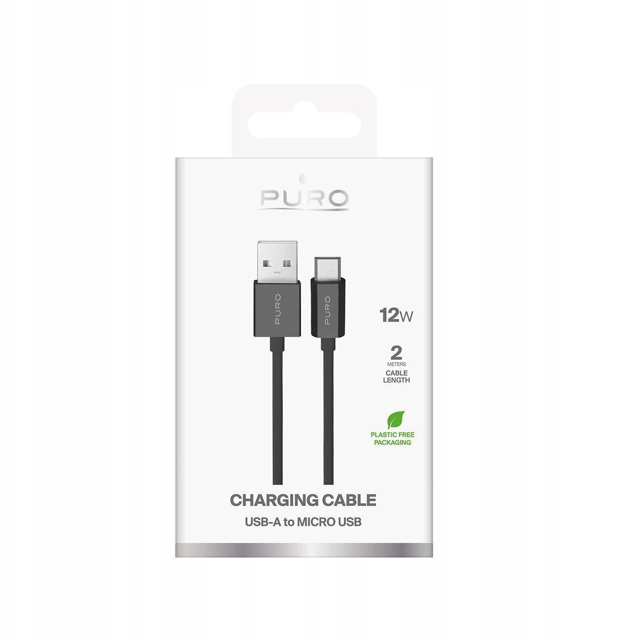 Kabllo USB Puro None, USB A në microUSB, 2m, 12W, e bardhë