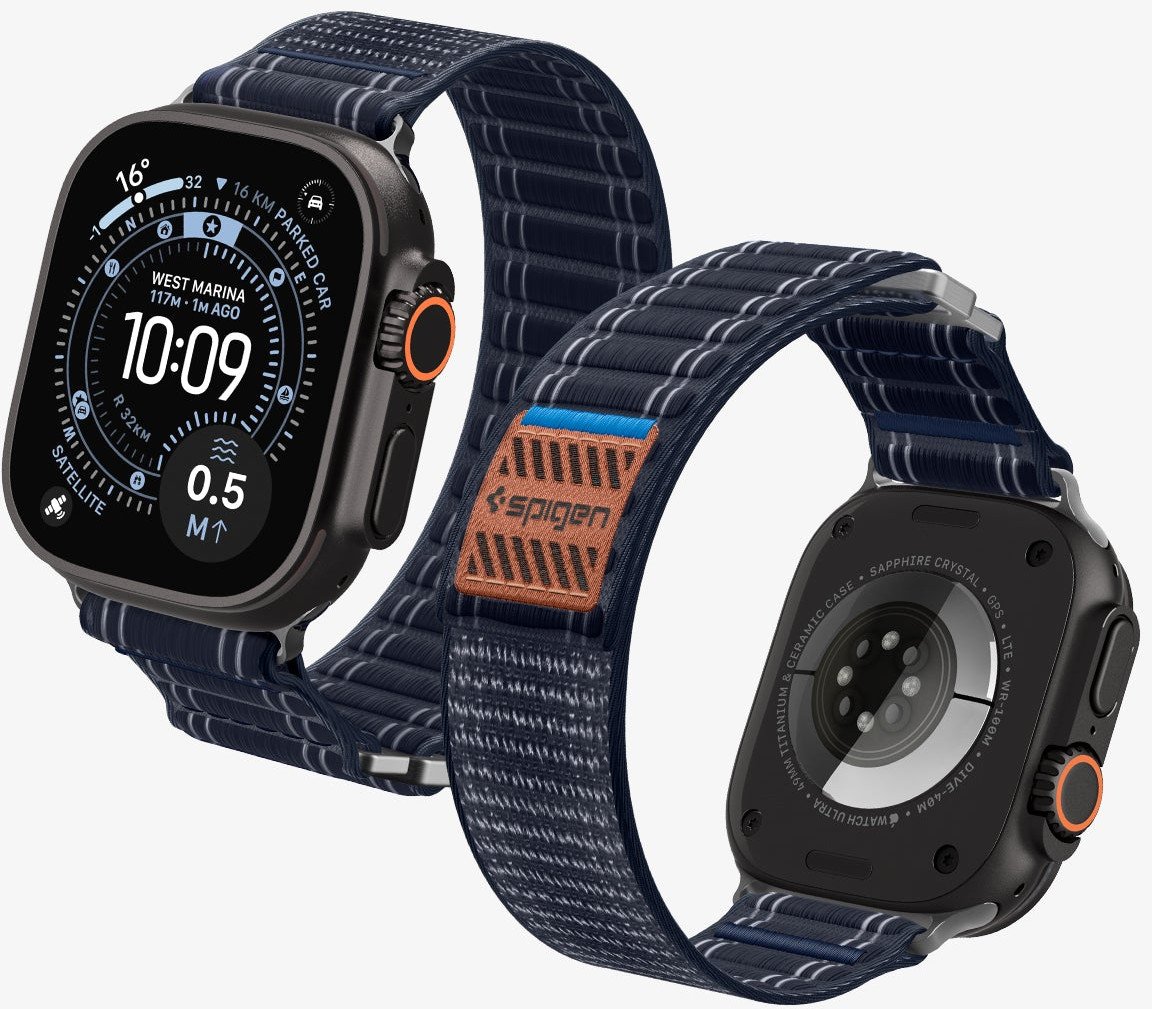 Rrip ore Spigen Fabric Band, për Apple Watch 49mm 46mm 45mm 44mm, najloni, blu navy