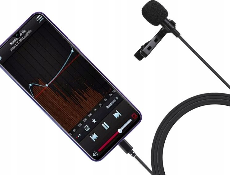 Mikrofon lavalier Puluz PU425, USB C, me kondensator, i zi