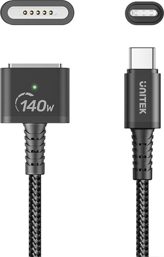 Kabllo USB C Unitek C14121BK, MagSafe, 2m, 140W, i zi