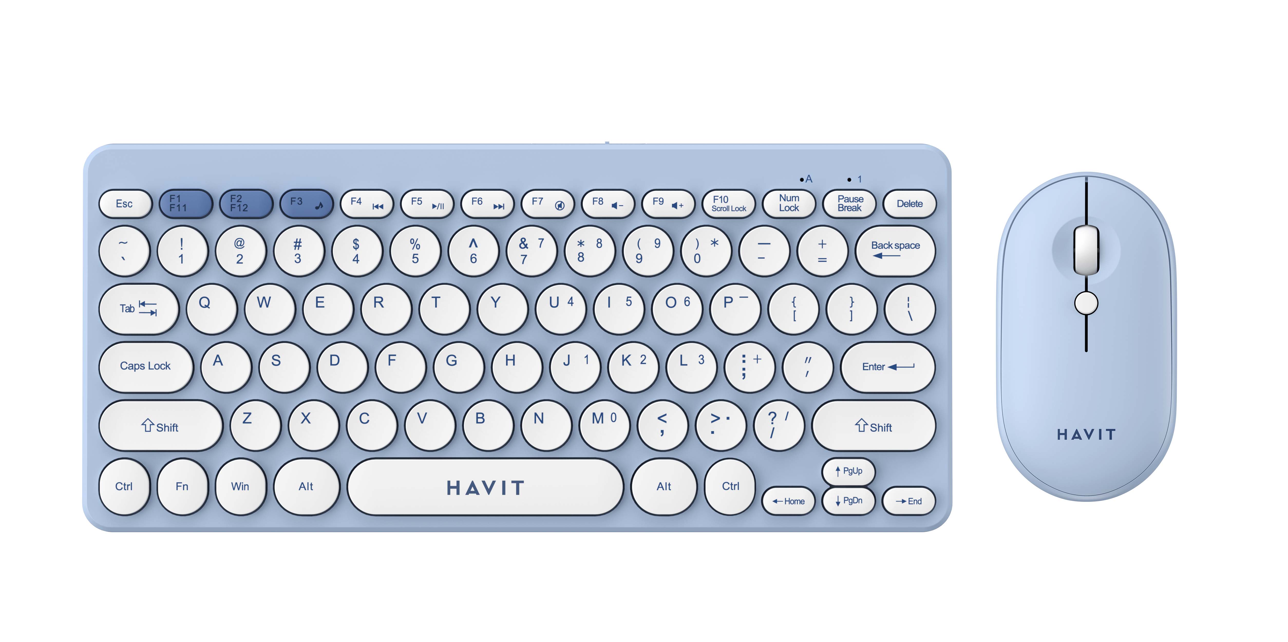 Set tastierë dhe maus Havit KB279GCM, wireless, i bardhë/ kaltër