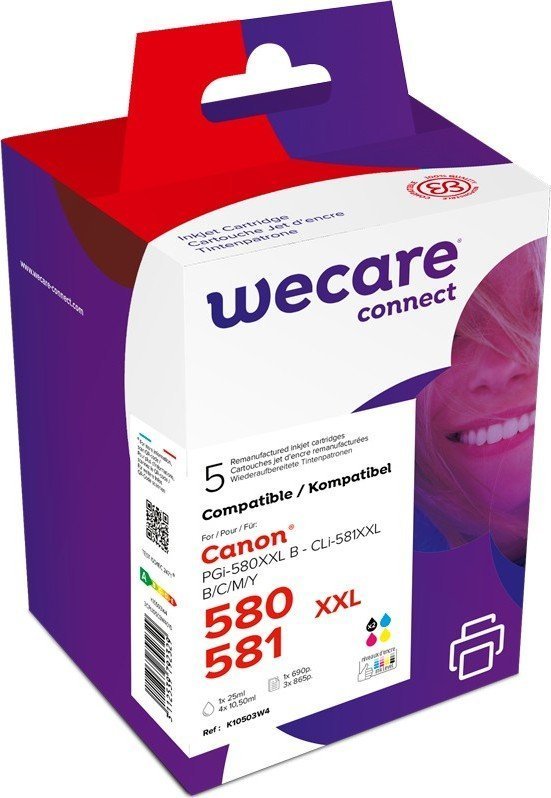 Set bojë printeri WECARE për Canon PGi-580XXL CLi-581XXL, CMYK, kapacitet XXL