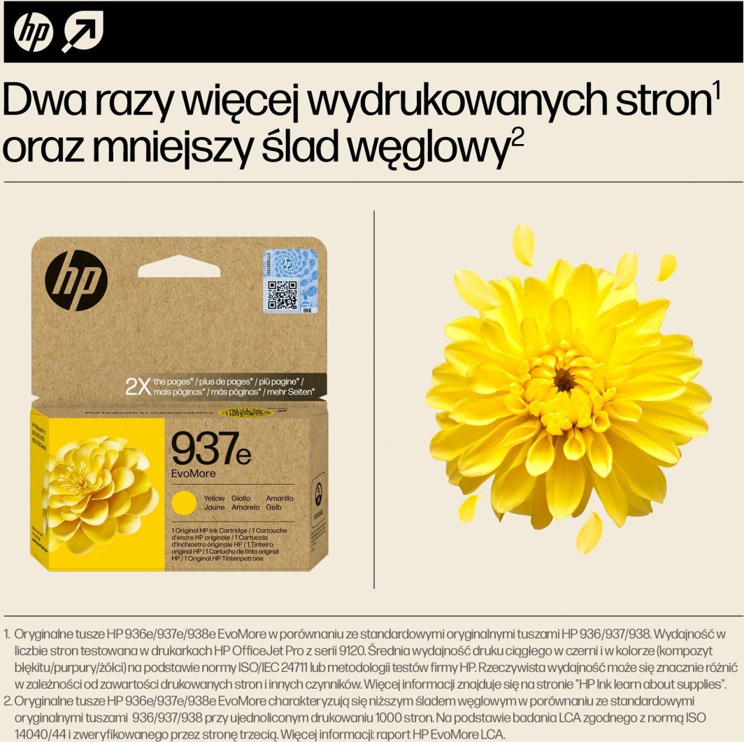 Ngjyrë origjinale HP 937e EvoMore, 1650 faqe, e verdhë