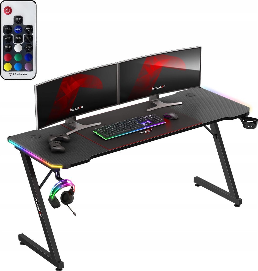 Tavolinë gaming Huzaro Hero 4.8, 160cm, RGB LED, e zezë