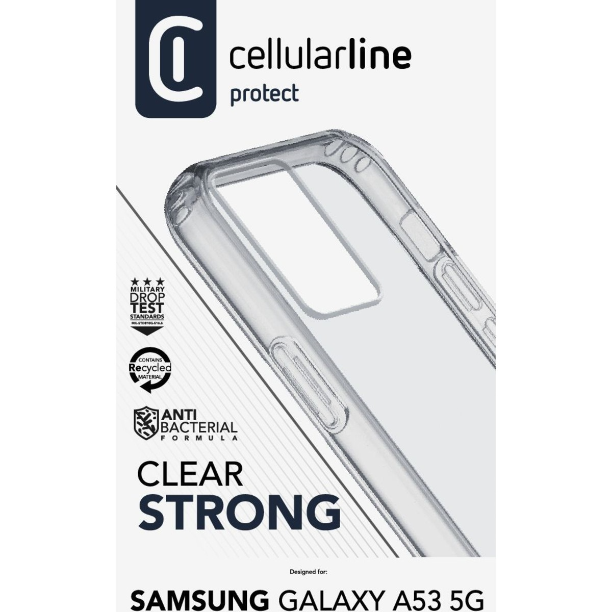 Mbrojtëse Cellularline CLEARDUOGALA53T, për Samsung A53, transparente
