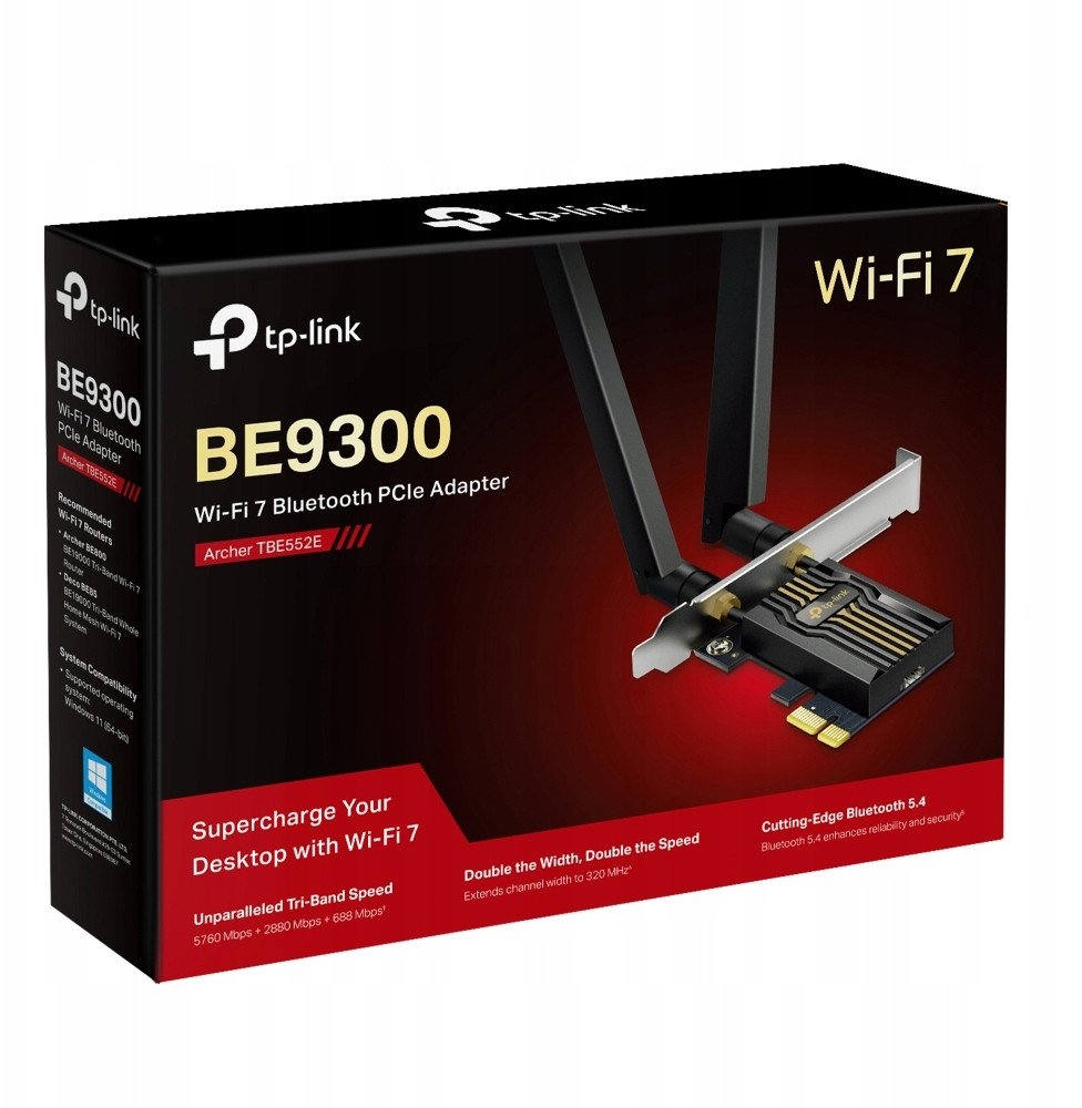 Adapter rrjeti TP-Link Archer TBE552E V1, PCIe, Wi-Fi 7, Bluetooth