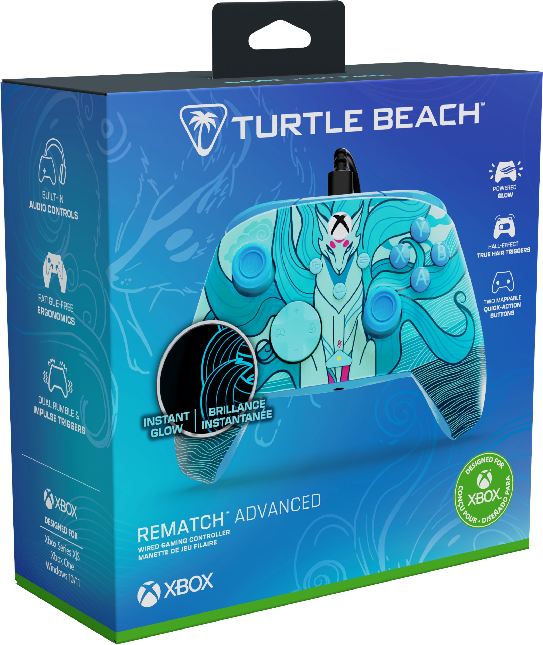 Kontrollor lojërash Turtle Beach Rematch Advanced Blue Kitsune, me kabllo, për Xbox dhe PC, blu