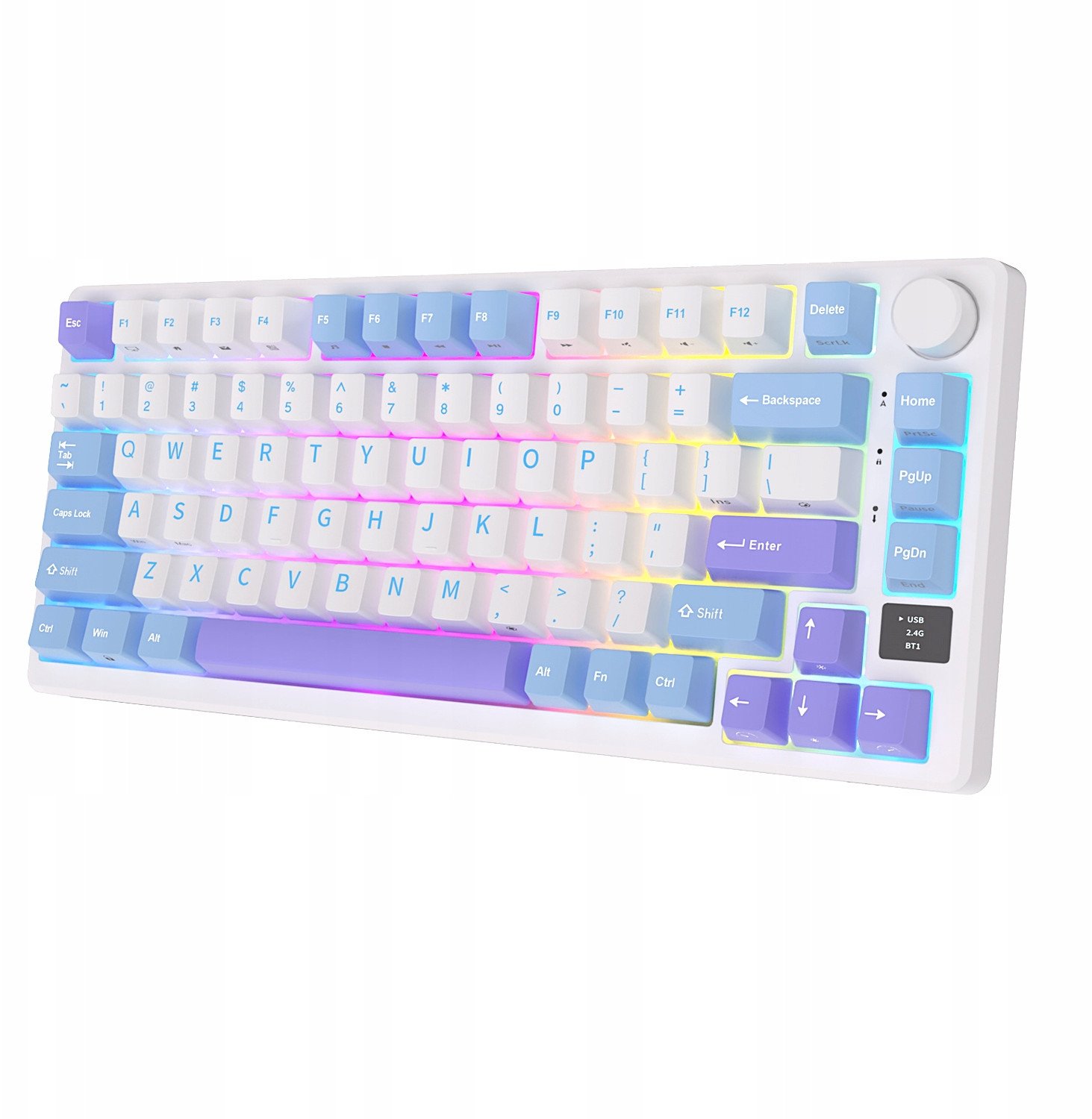 Tastierë mekanike Royal Kludge M75, wireless 2.4G, 80% 75%, Taro Milk Brown