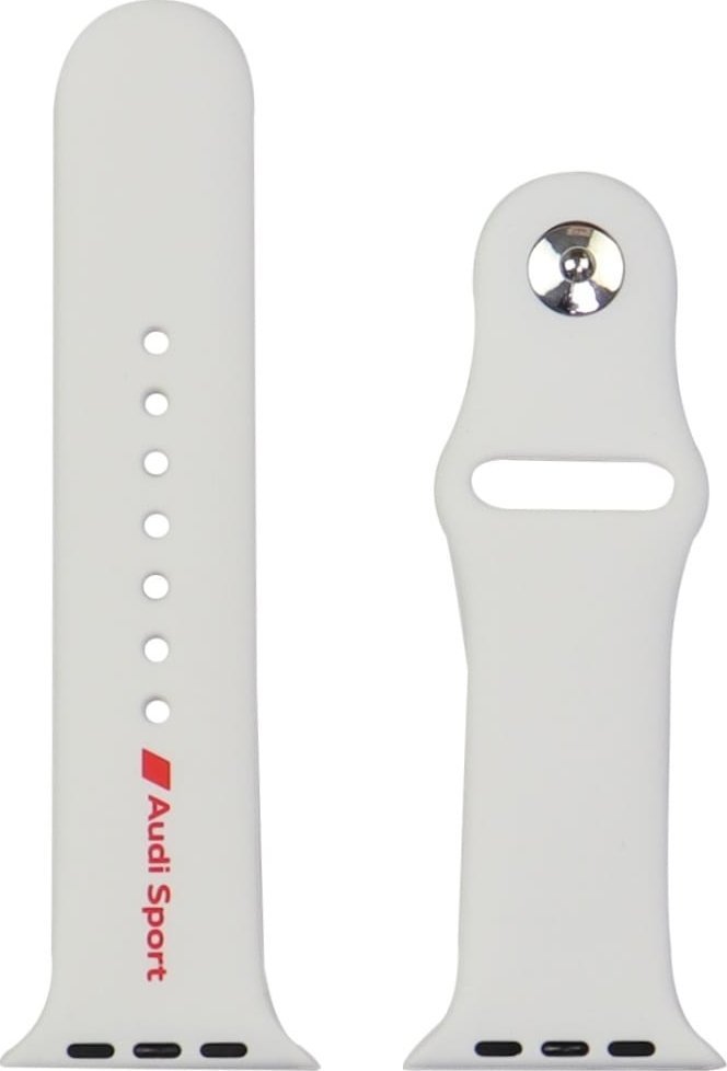 Rrip dore Audi Sport për Apple Watch, silikon, 44 45 46 49mm, i bardhë