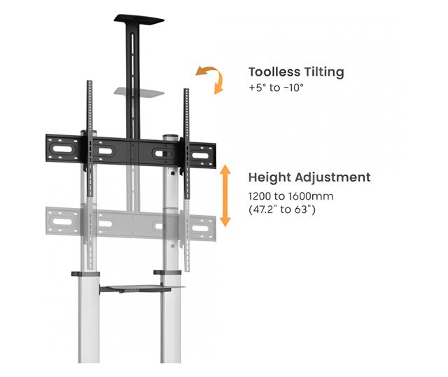 Stendë mobile për TV Serioux 44-610TW, 60"-100", ngarkesë 100kg, e zezë