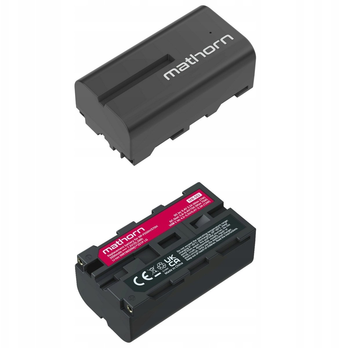 Батерија за камера Матхорн MB-502, 3500mAh, USB-C, за Сони NP-F550H/570H, црна