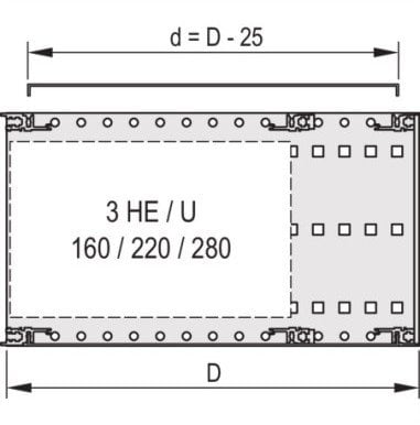 Pllakë mbuluese rack Schroff, për kabinete 19", universale, metalike