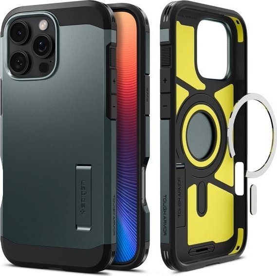 Mbështjellës telefoni Spigen Tough Armor MagSafe, iPhone 16 Pro, Abyss Green
