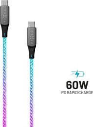 Kabllo karikimi FIXED LED, USB C në USB C, 1.2m, 60W, e gërshetuar