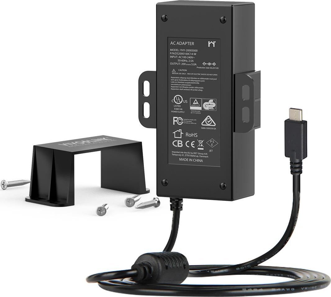 Adapter karikues Vivolink USB C 100W PD, me kabllo BE dhe MB, i bardhë