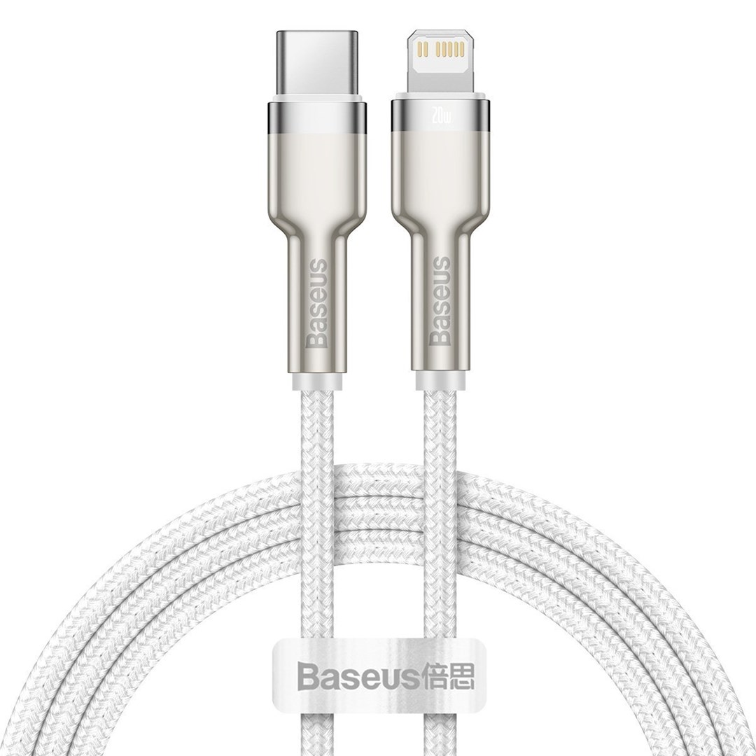 Kabllo Baseus, USB-C / Lightning, 1 m, e bardhë