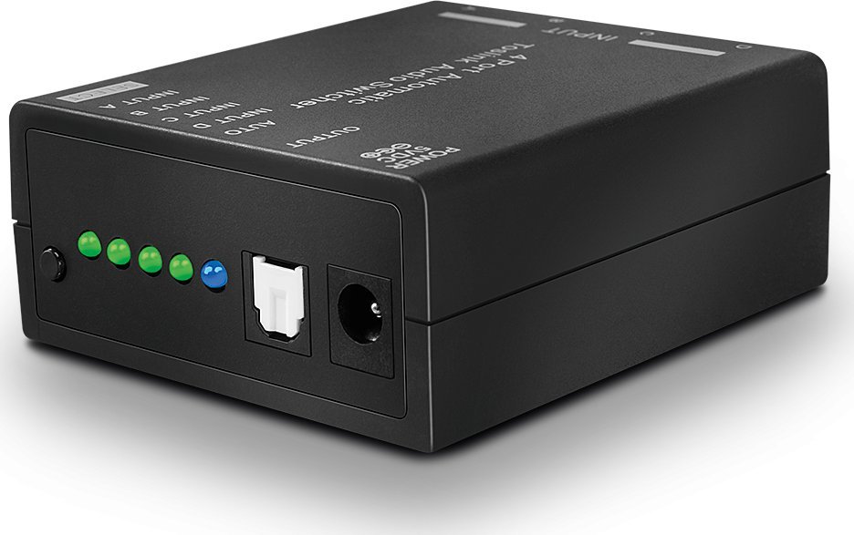 Ndërrues audio Lindy 70436, 2 porta TosLink, optik digjital, i zi