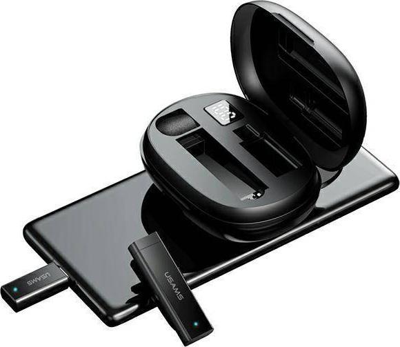 Mikrofon pa tela në jakë Usams US-ZB244, ENC, 2.4G, i zi
