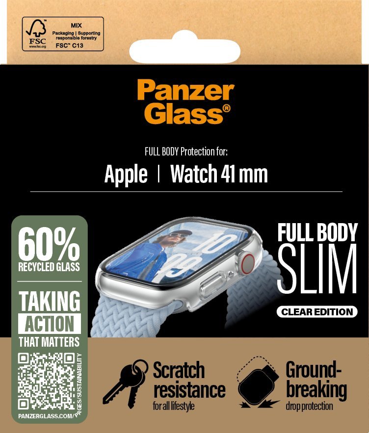 Mbrojtës ekrani PanzerGlass Snappie Full Body Slim, për Apple Watch 41mm, transparent
