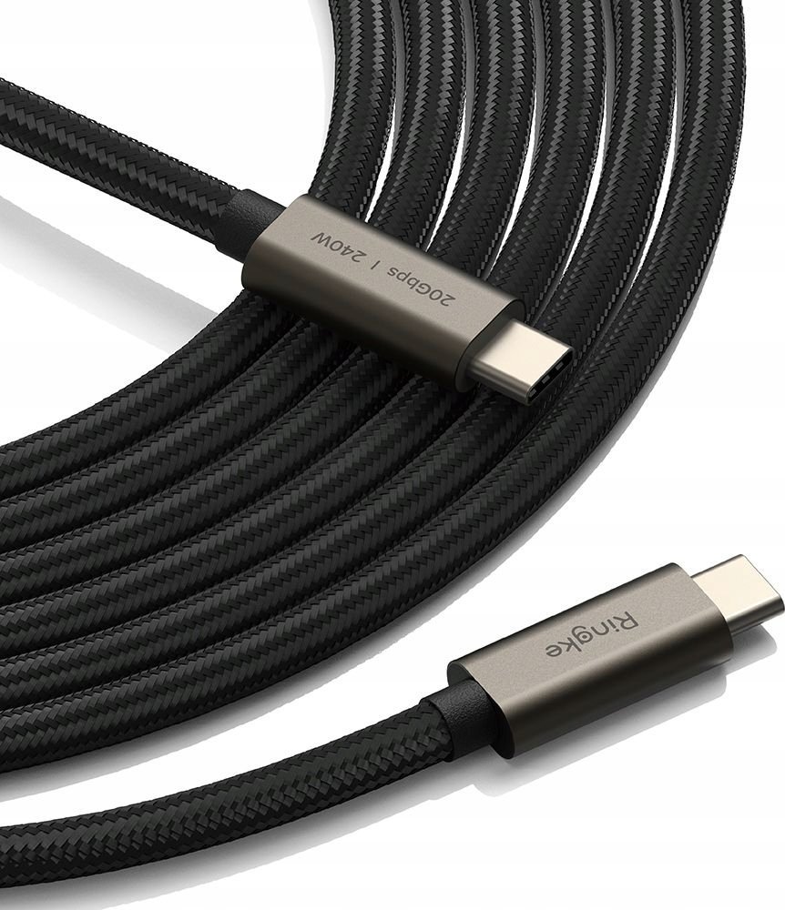 Kabllo USB C Ringke, Type C në Type C, USB 3.2 Gen 2x2, 1m, e zezë
