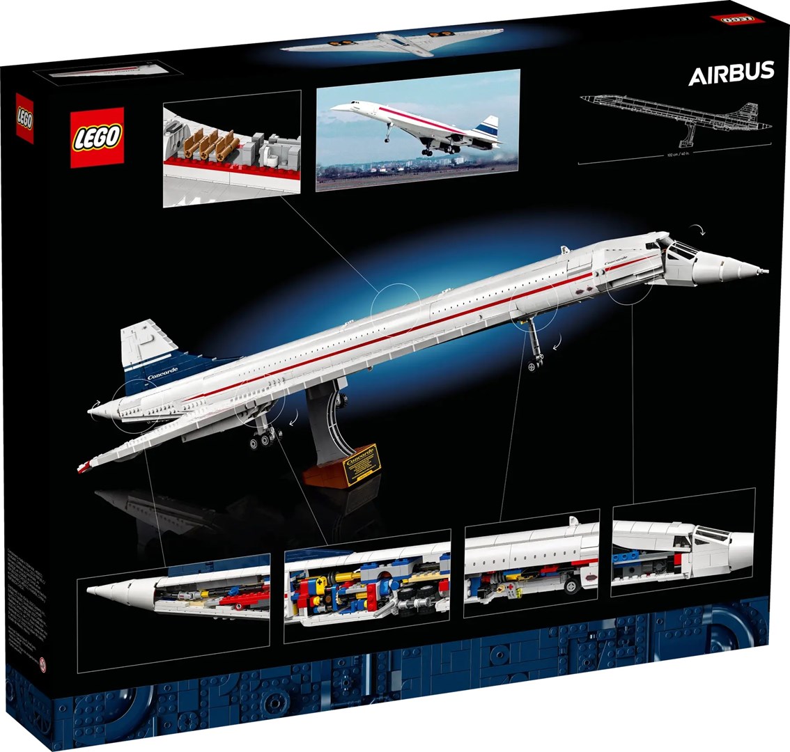 Set ndërtimi LEGO Icons Concorde 10318, model avioni ekspozimi, i bardhë