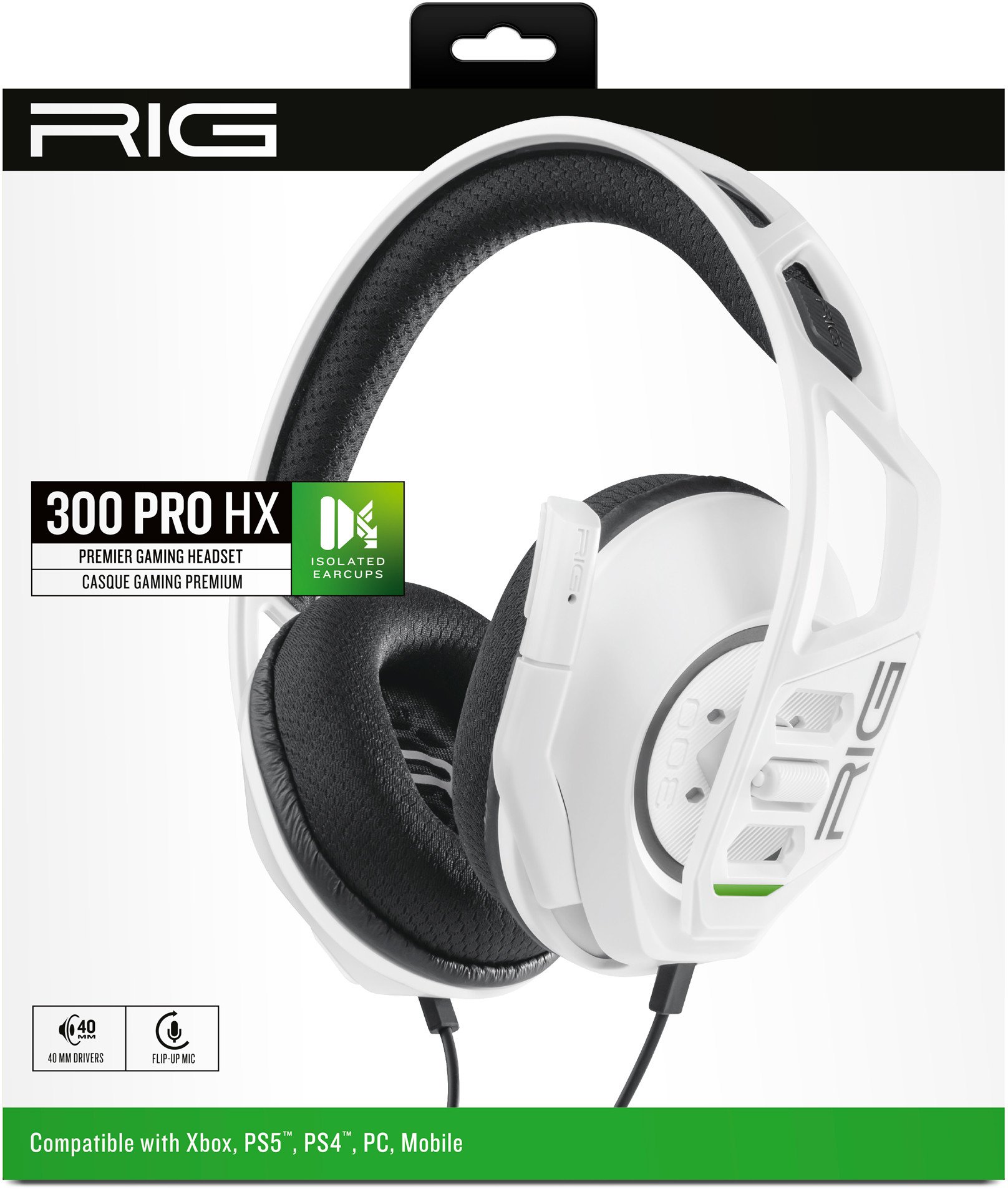 Kufje gaming RIG 300 PRO HX, 40mm, për Xbox Series X S, të bardha