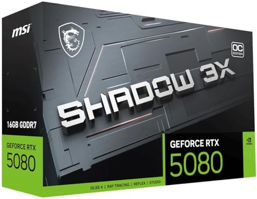 Kartë grafike MSI GeForce RTX 5080 Shadow 3X OC, 16GB, GDDR7