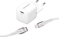 Полнач USB Интенсо W30C GaN со кабел C315L, 30W, USB C во Лајтнинг, бел