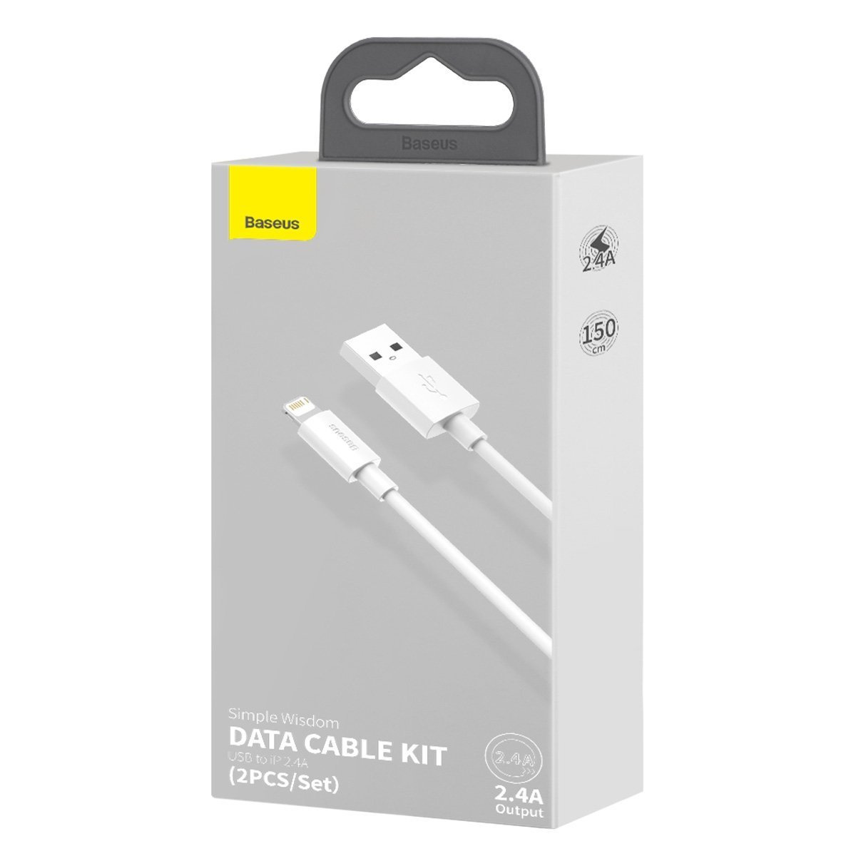 Kabllo USB Baseus Lightning, 2x USB A, 1.5 m, e bardhë