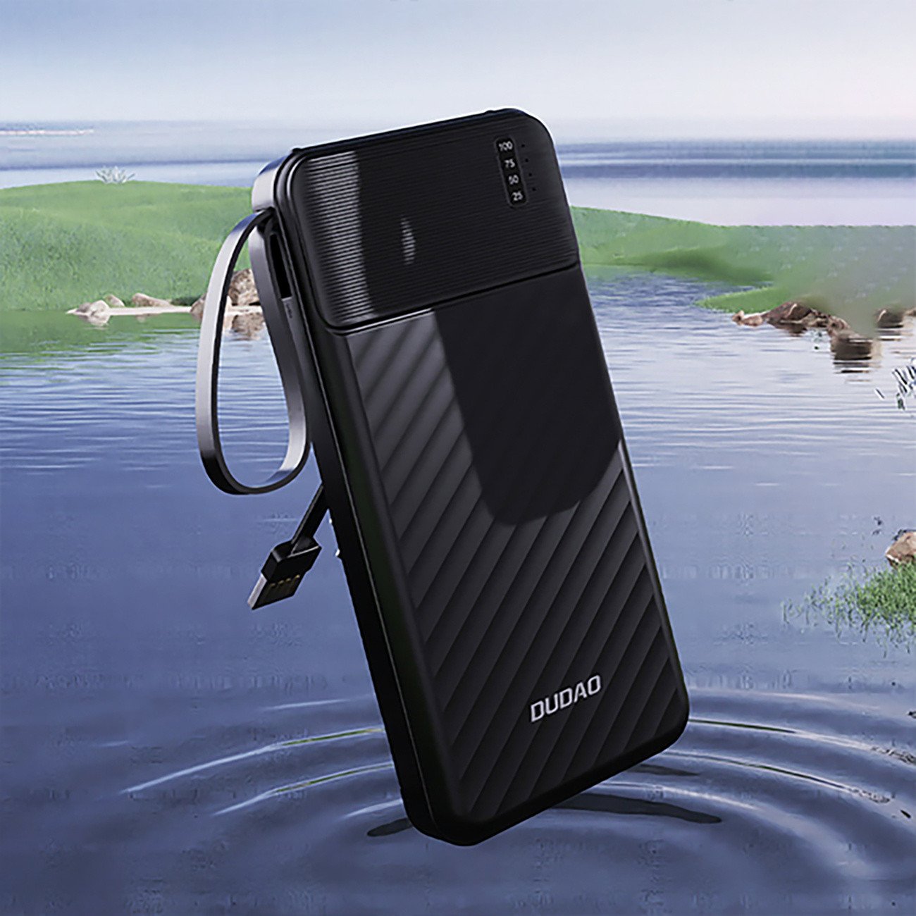 Power bank Dudao K11 Pro, 20000mAh, 10W, kabllo të integruara, i zi