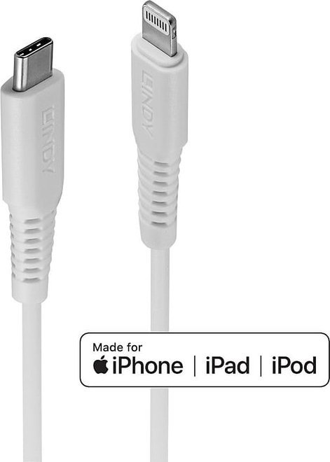 Kabllo USB Lindy Lightning në USB C, 2 m, e bardhë