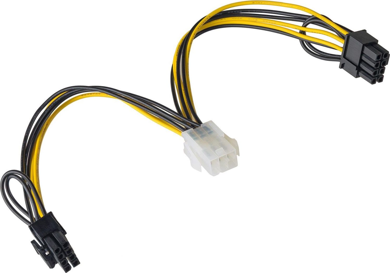Kabllo e brendshme energjie Akyga AK-CA-55, adaptor PCI-E 6 në 2x 6+2 pin, e verdhë