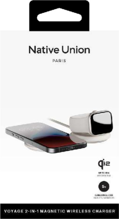 Karikues wireless 2 në 1 Native Union Voyage, magnetik, portativ, bezhë Sandstone