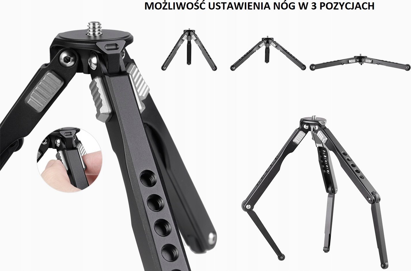 Mini tripod Leofoto MT-03, alumini, kapacitet 5kg, i zi