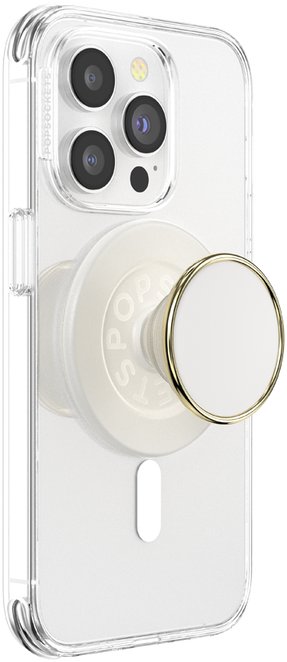 Aksesor telefoni PopSockets Enamel Coconut Cream MagSafe PopGrip, magnetik, i bardhë