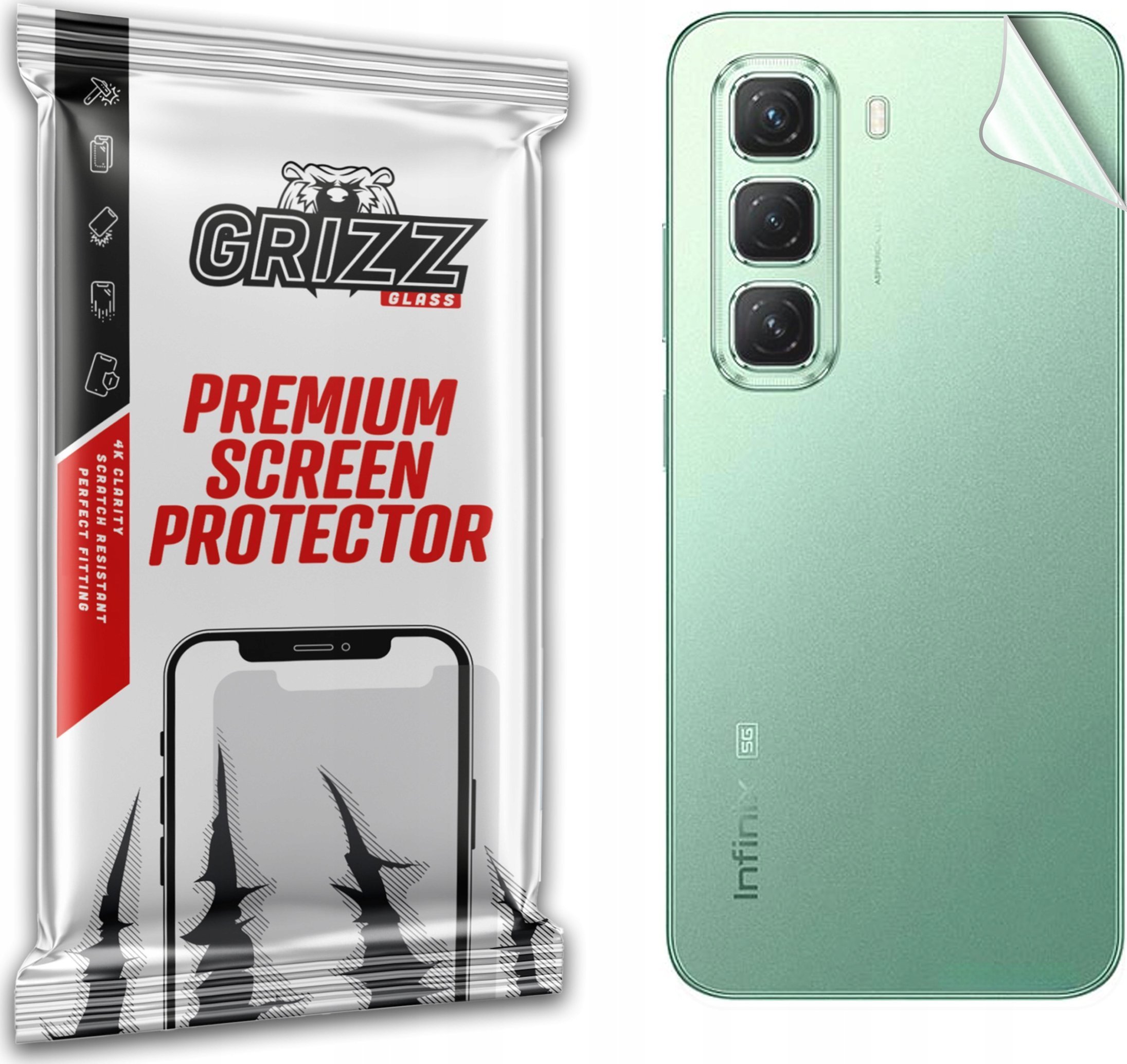 Folie mbrojtëse Grizz SatinSkin për Infinix Hot 50 Pro Plus 4G, pjesa e pasme, transparente