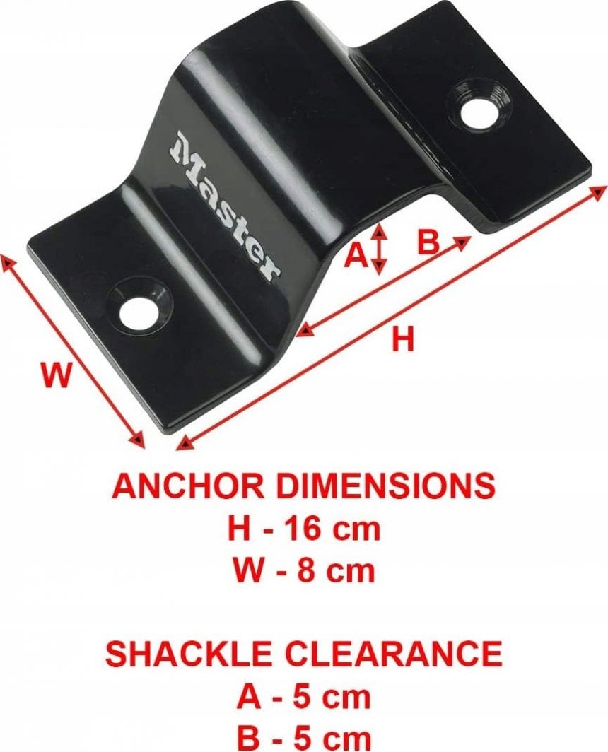Ankërr sigurie Masterlock Floor Wall, çelik i fortësuar, 16 x 8 cm, i zi