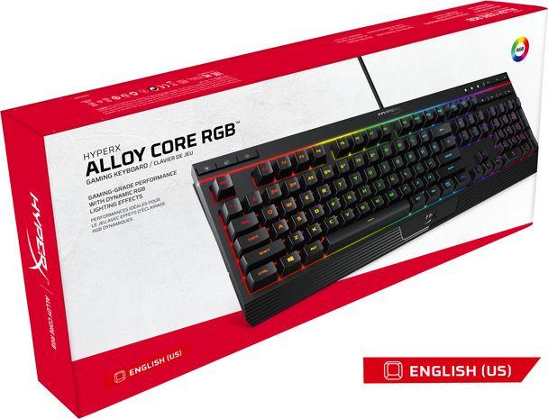 Tastierë HyperX Alloy Core, RGB, US, e zezë
